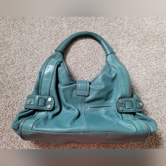 B. Makowsky Hobo Leather Purse - Teal - Picture 2 of 7